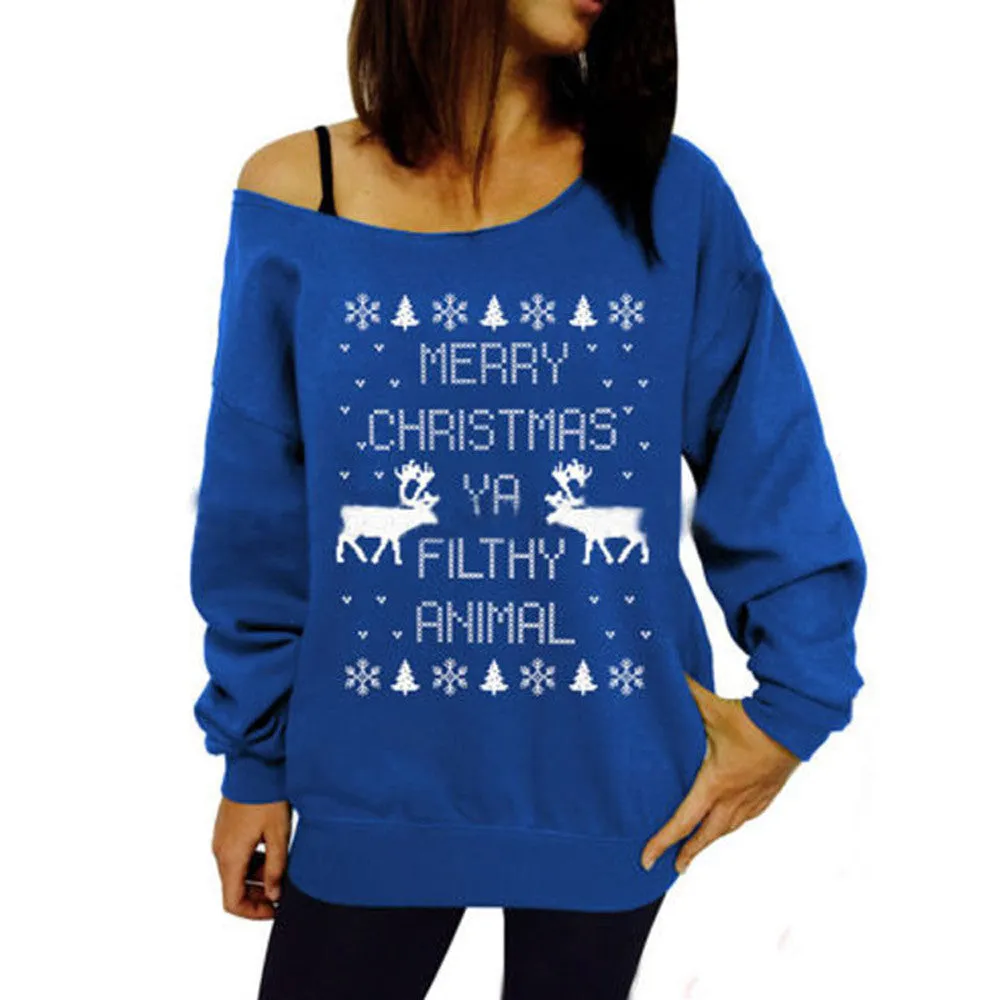 Feida Womens Jumper Pullover Xmas Hoodies Top Sweatshirt Sudaderas mujer