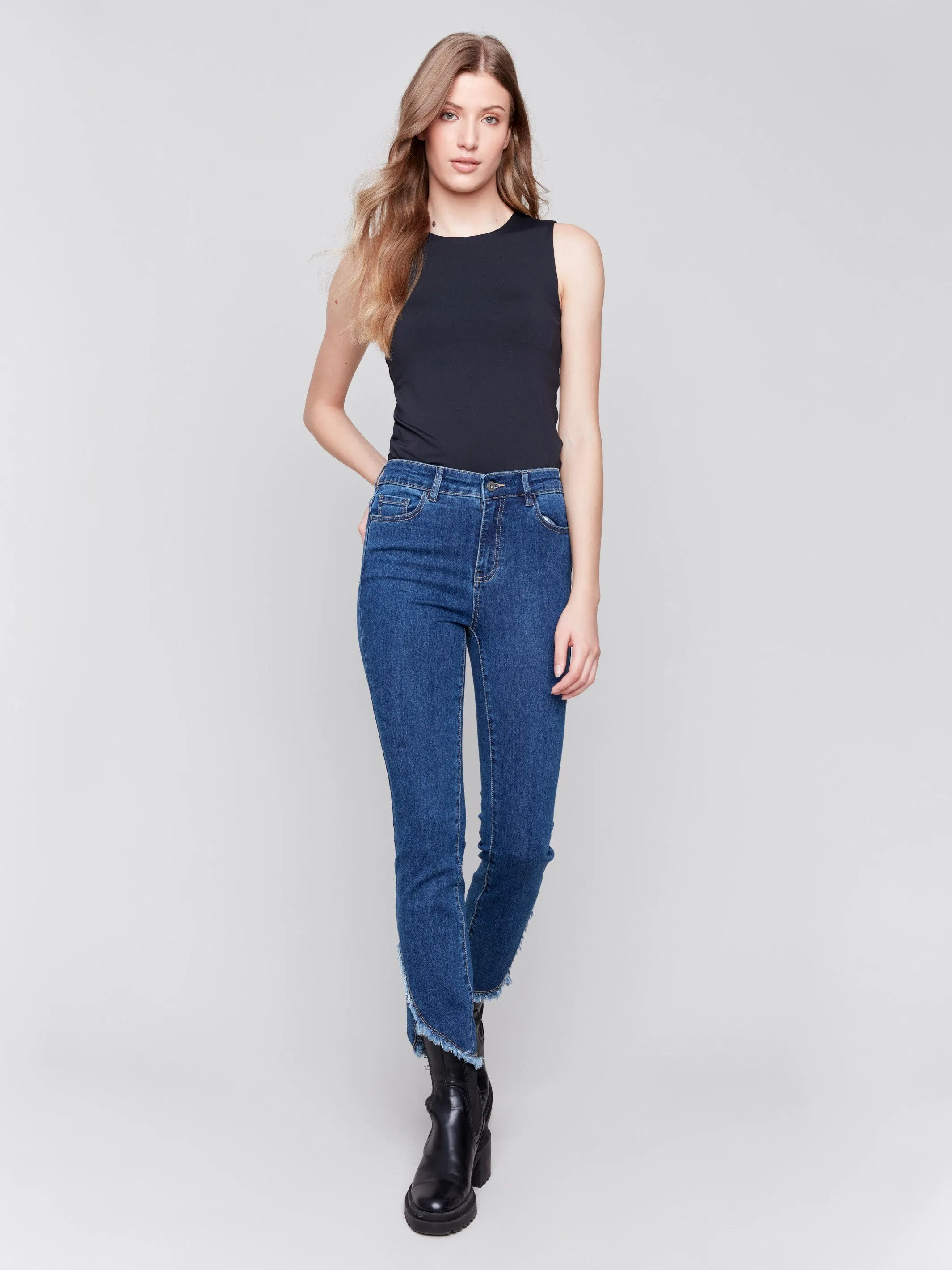 Front Tulip Hem Jeans - Indigo