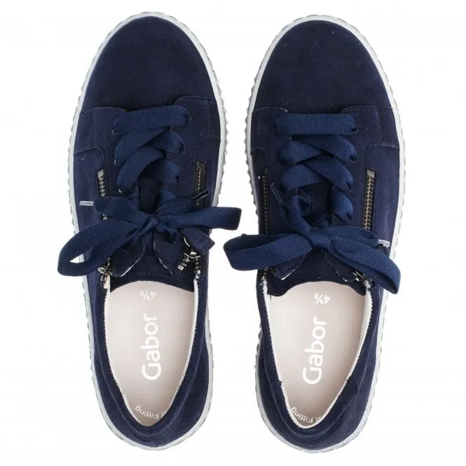 Gabor  Womens 334.16 Wisdom Atlantic Blue Suede Lace-Up Trainers