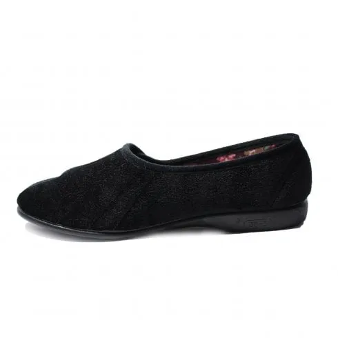 GBS Audrey | Black | Womens Adjustable Rip Tape Slippers