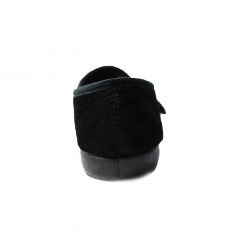 GBS Audrey | Black | Womens Adjustable Rip Tape Slippers