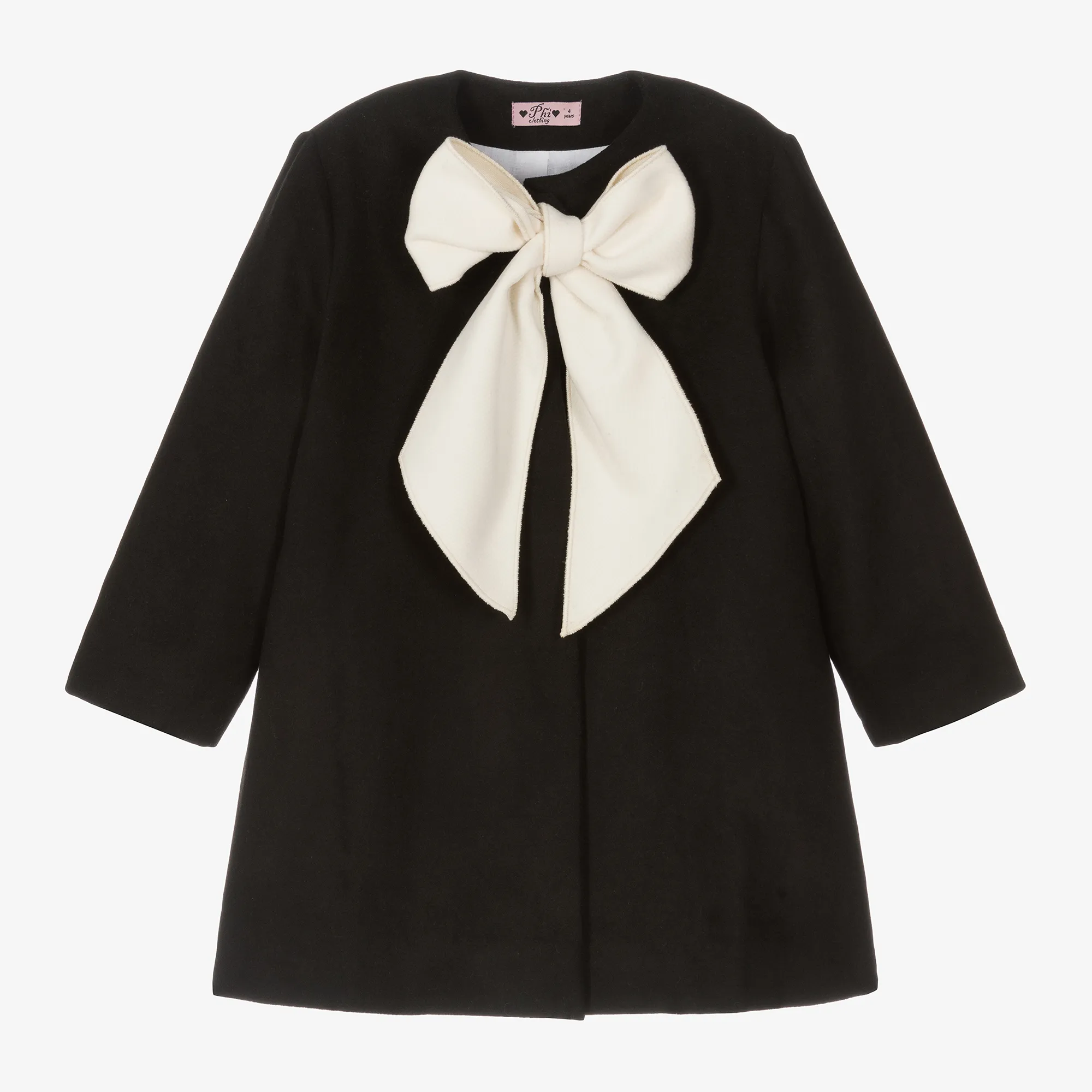 Girls Black Bow Coat