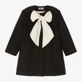 Girls Black Bow Coat