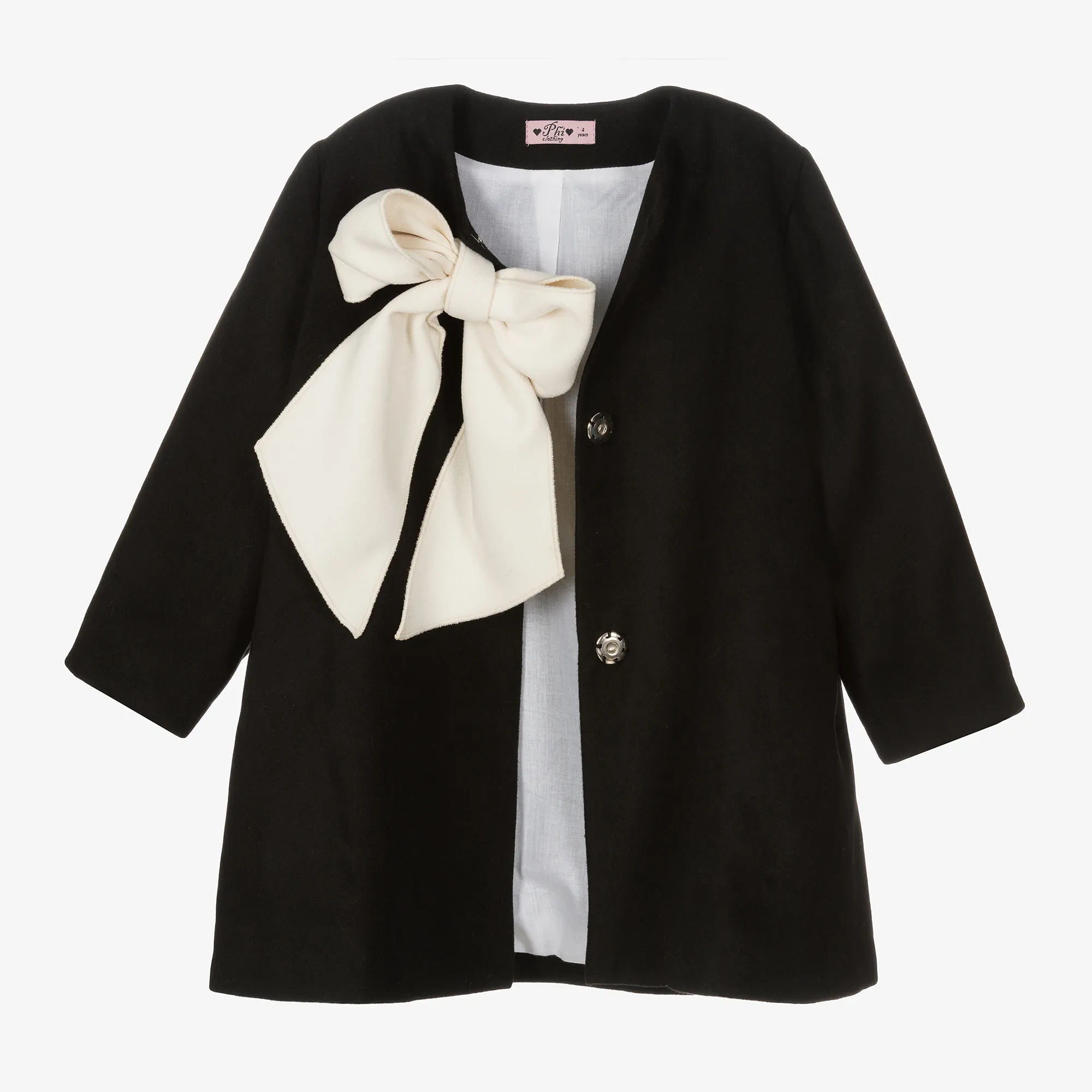 Girls Black Bow Coat