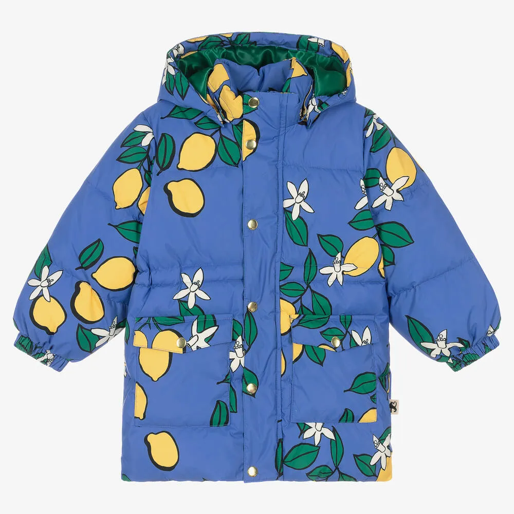 Girls Blue Lemons Puffer Coat