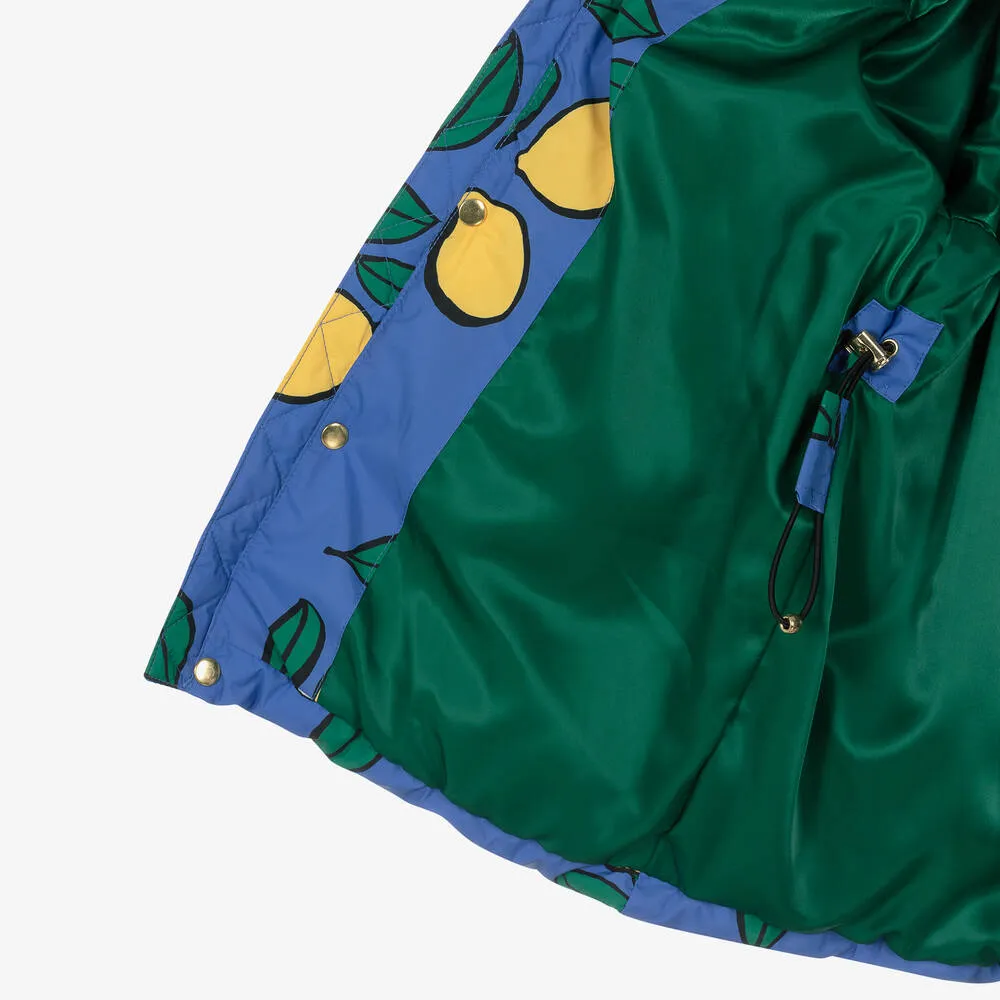 Girls Blue Lemons Puffer Coat