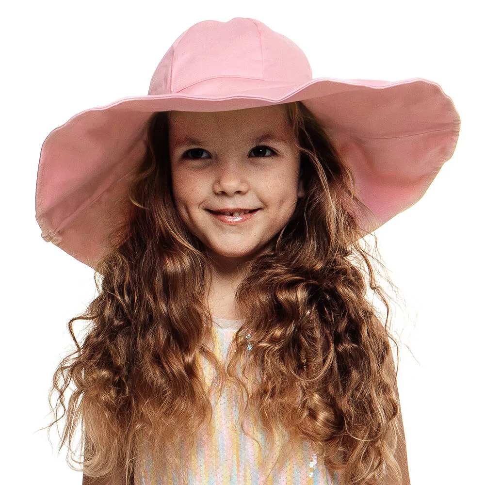 Girls Pink Cotton Adjustable Sun Hat