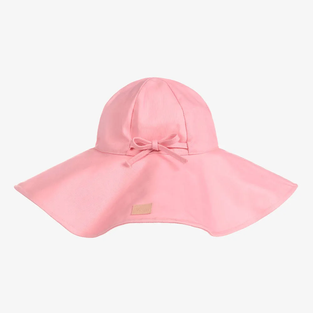 Girls Pink Cotton Adjustable Sun Hat