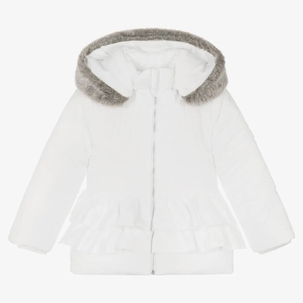 Girls White Puffer Coat