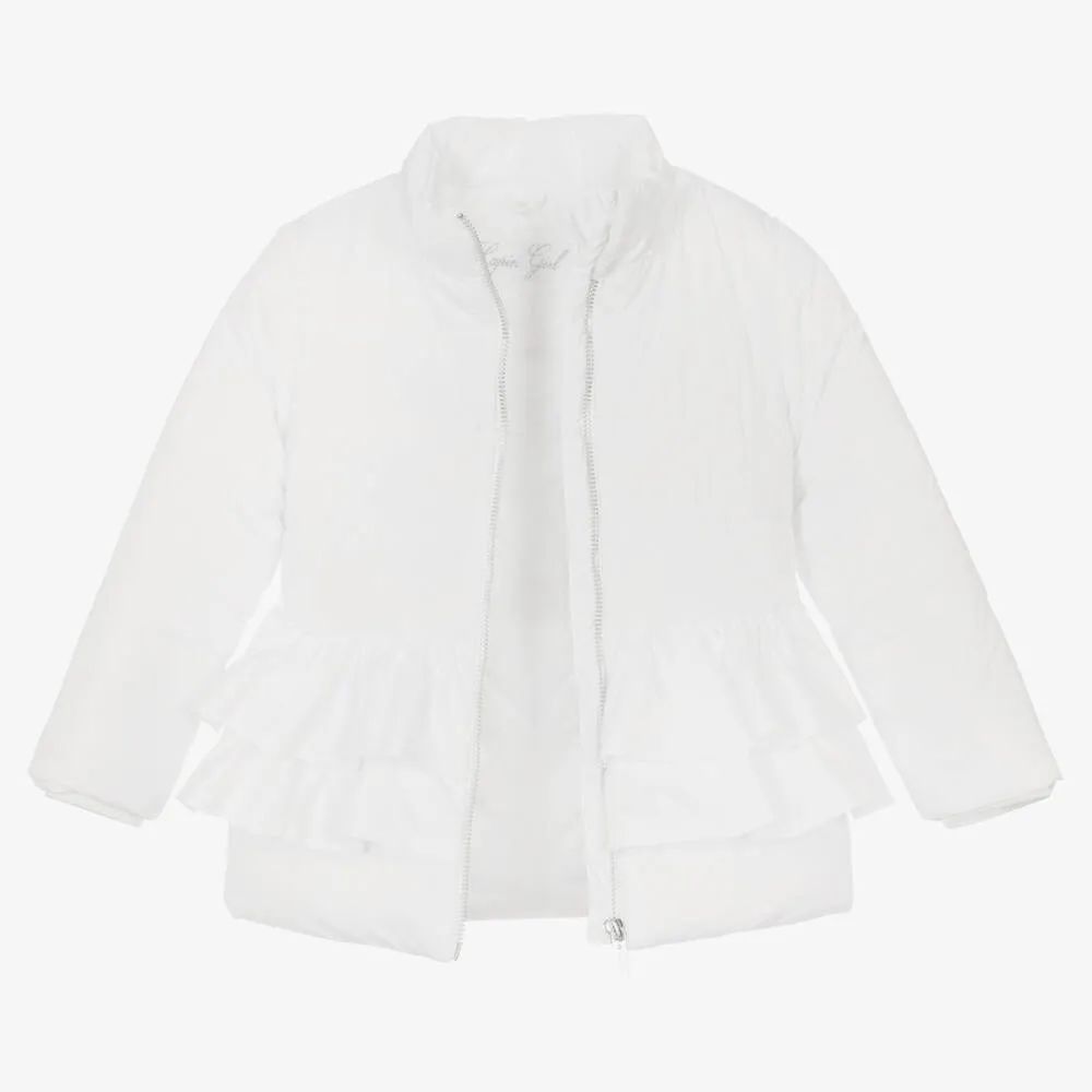 Girls White Puffer Coat