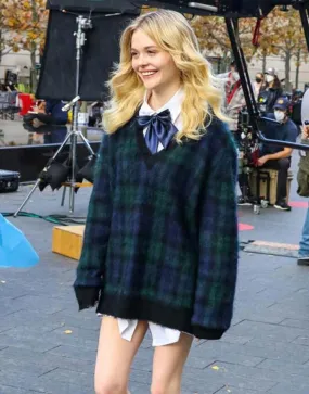 Gossip Girl 2021 Emily Alyn Lind Sweater | Audrey Plaid Sweater--Ujackets