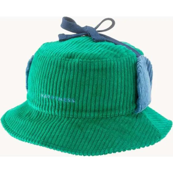 Happymess Corduroy Hat, Jungle Green & Bluebird