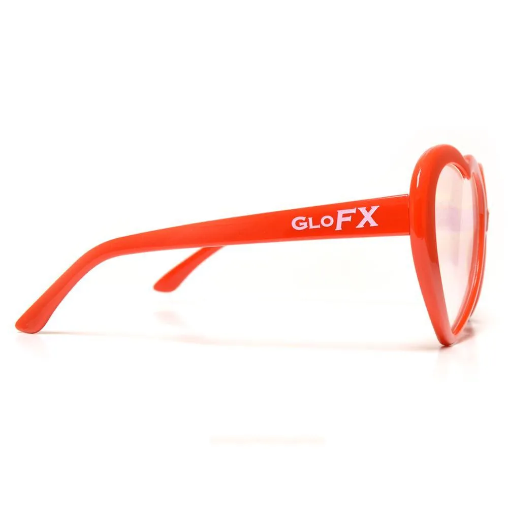 Heart Shaped Diffraction Glasses - Red