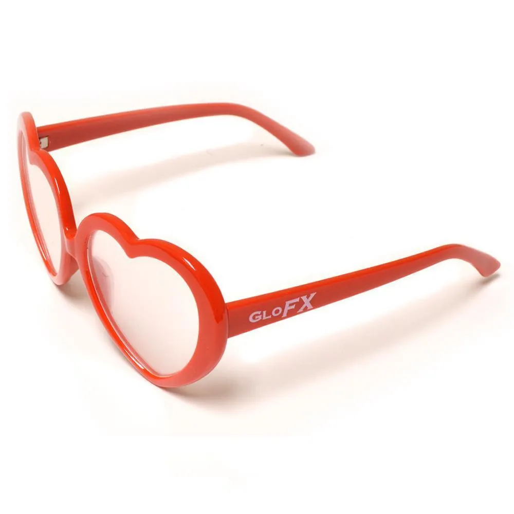 Heart Shaped Diffraction Glasses - Red