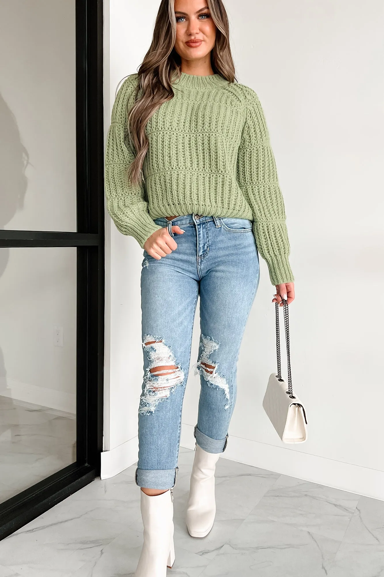 Hit Me With The Truth Chunky Knit Sweater (Matcha)