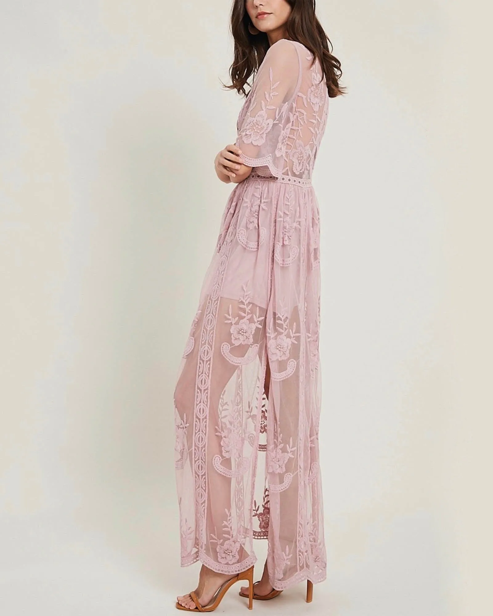 Honey Punch - As You Wish Womens Embroidered Lace Maxi Dress in More Colors