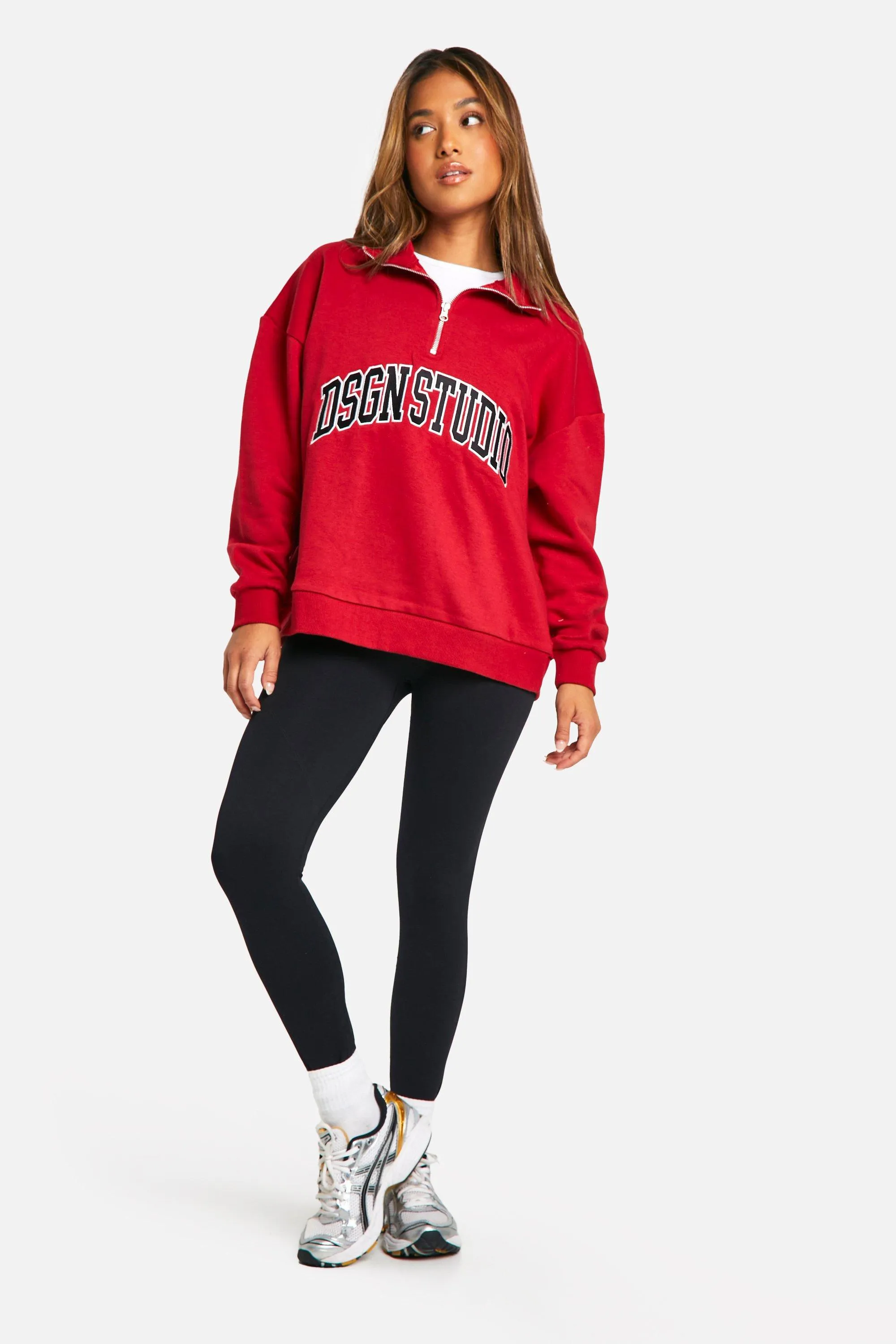 Hoodies & Sweatshirts | Petite Half Zip Dsgn Studio Sweatshirt | boohoo