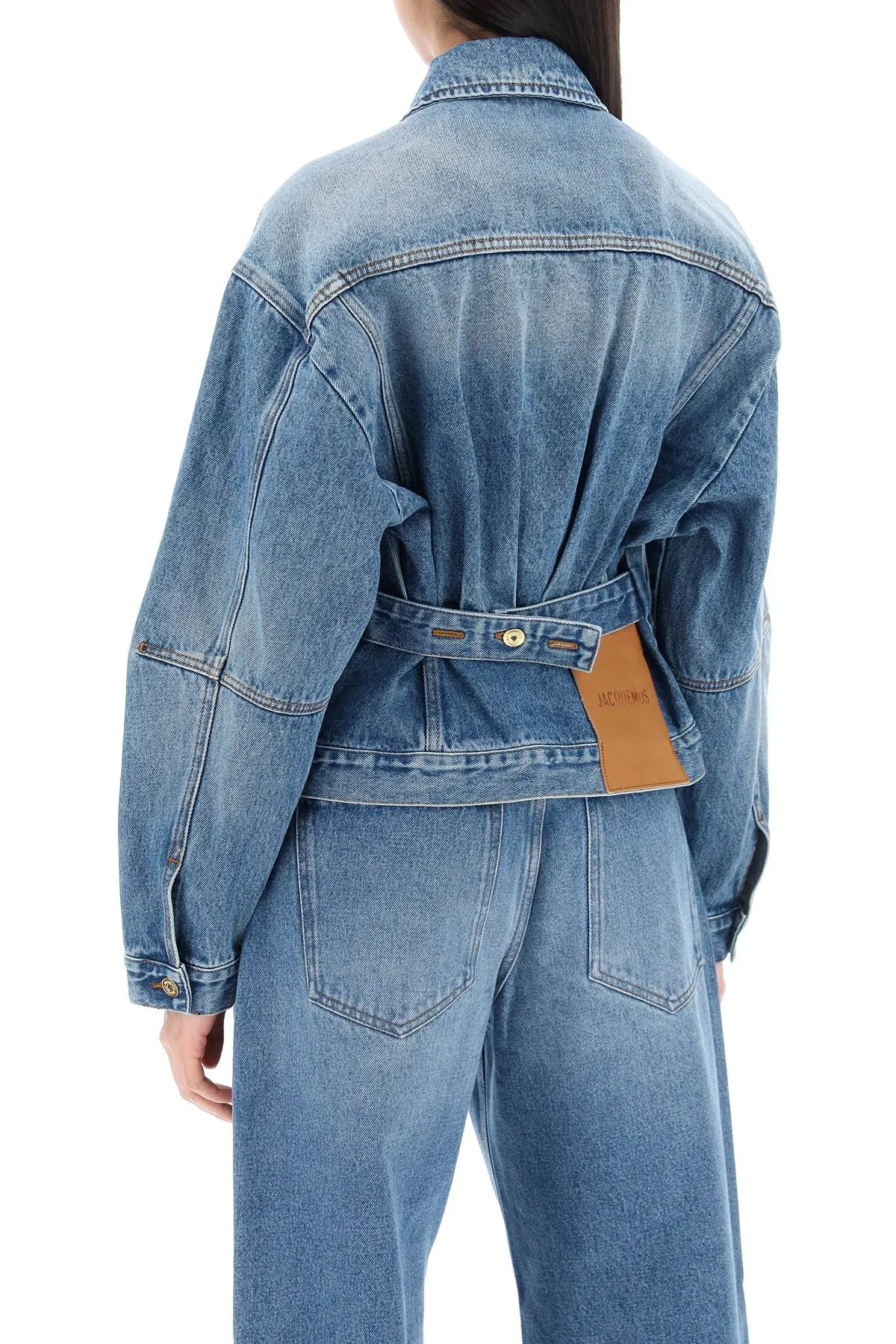 JACQUEMUS Blue Denim Jacket from Les Sculptures Collection by Designer, Made of Regenerated Denim