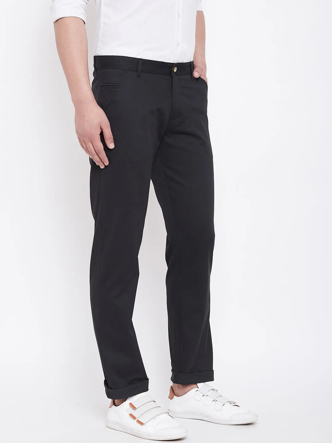 JUMP USA Men Black Casual Regular Fit Trousers