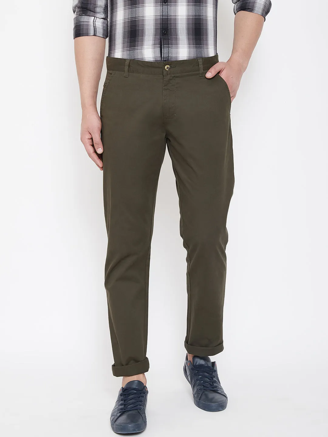 JUMP USA Men Olive Casual Regular Fit Trousers