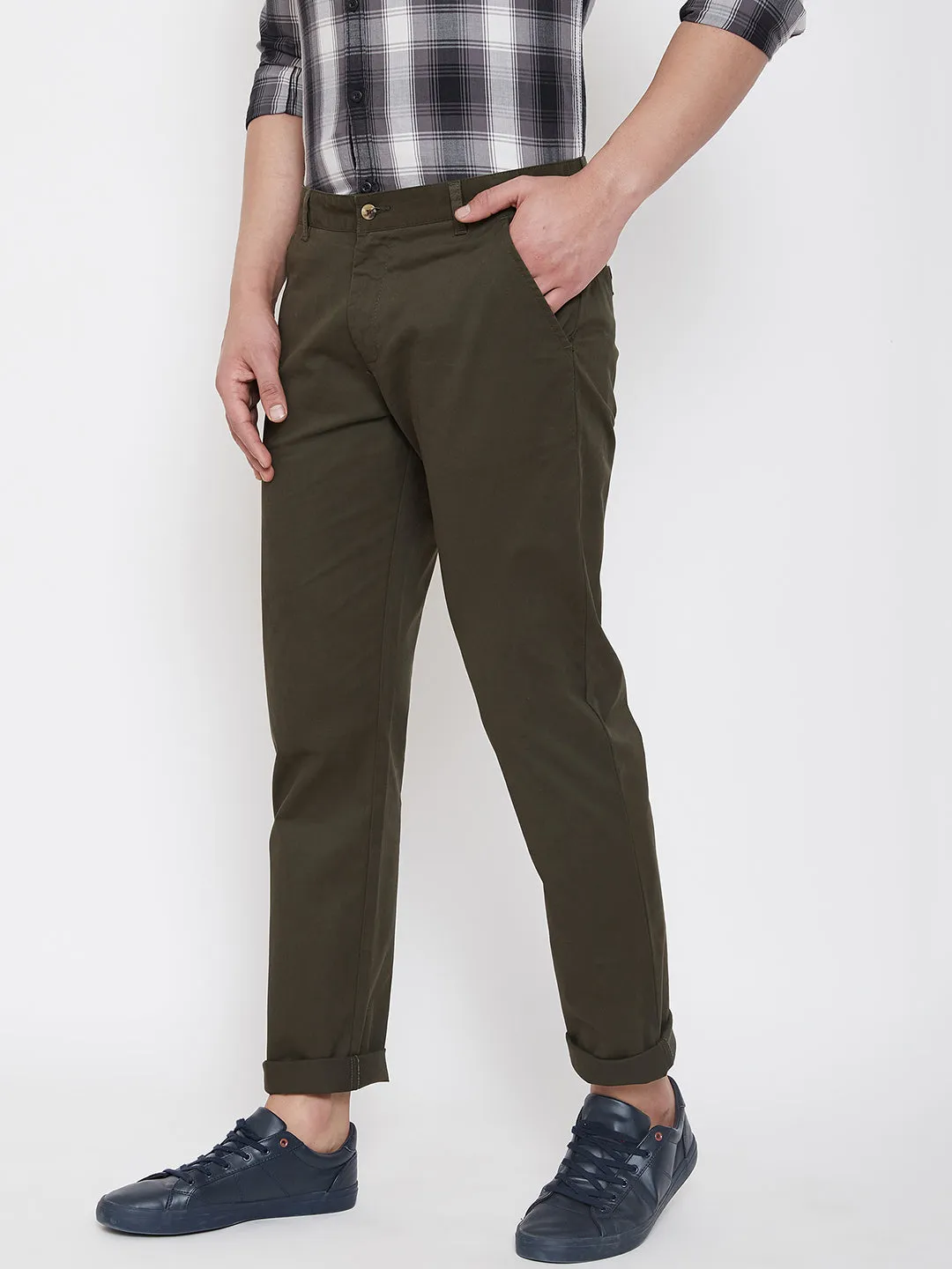 JUMP USA Men Olive Casual Regular Fit Trousers