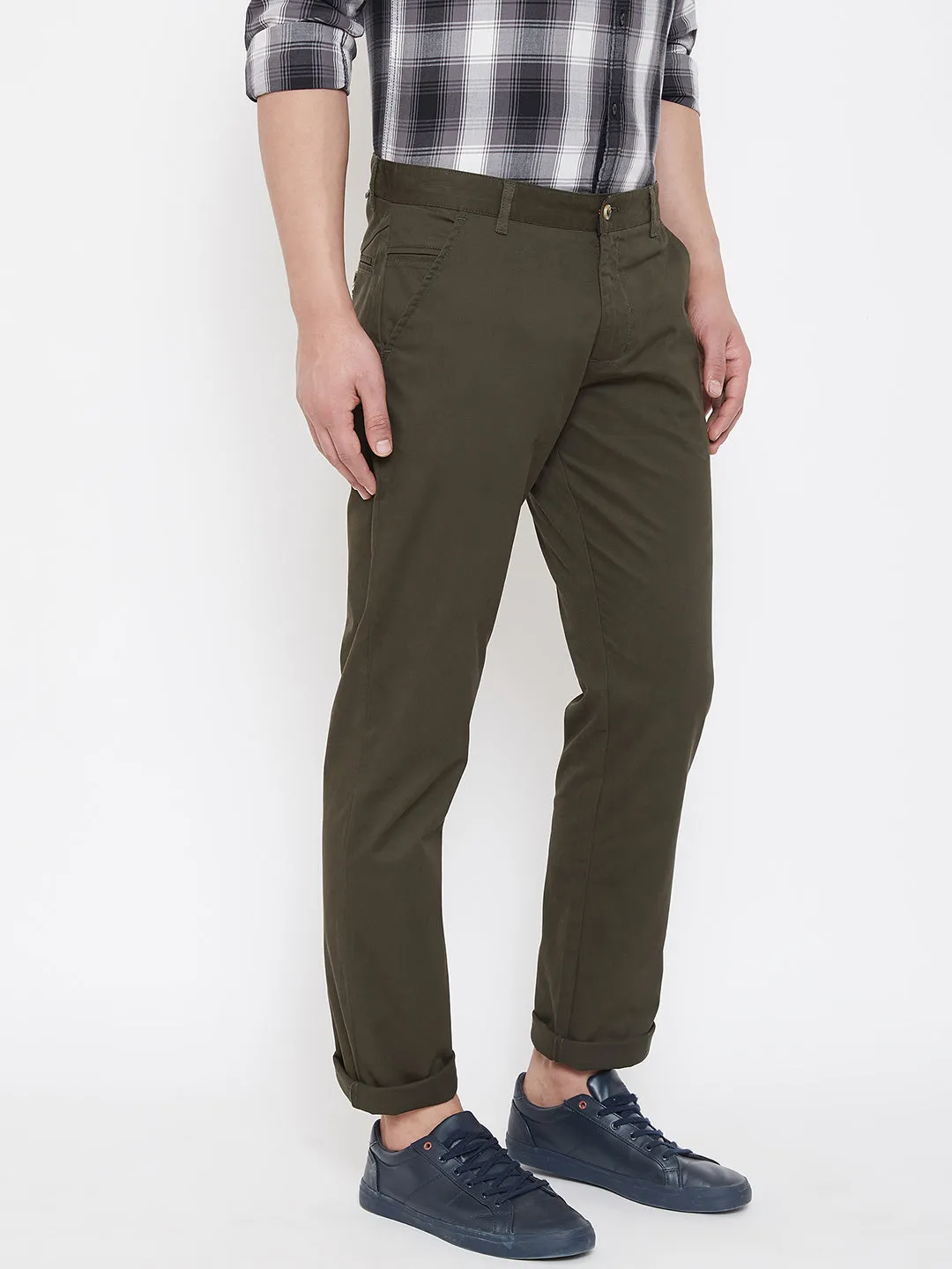 JUMP USA Men Olive Casual Regular Fit Trousers