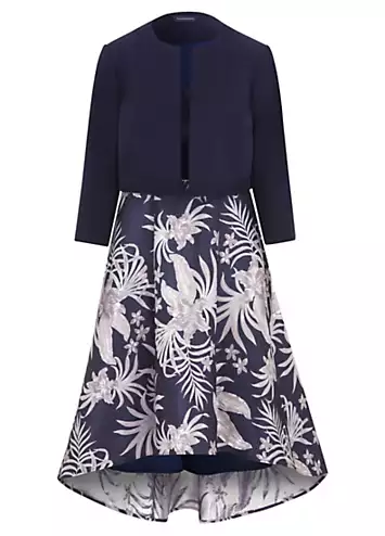 Kaleidoscope Navy Jacquard Prom Dress & Jacket | Grattan