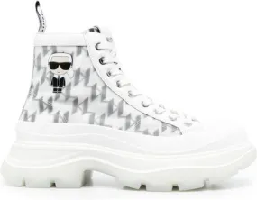 Karl Lagerfeld monogram-pattern leather sneakers White