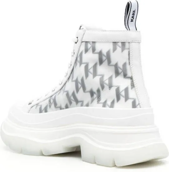 Karl Lagerfeld monogram-pattern leather sneakers White