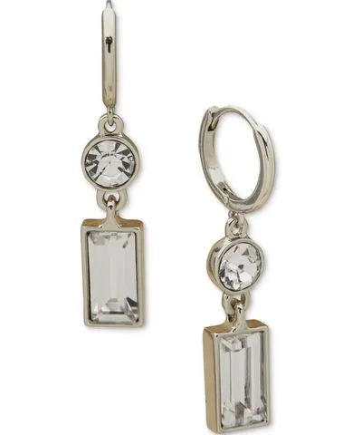 Karl Lagerfeld Paris Crystal Mixed Cut Double Stone Drop Earrings