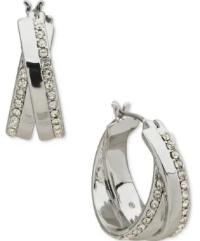 Karl Lagerfeld Paris Pave Twist Small Hoop Earrings