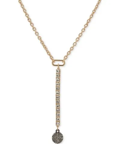 Karl Lagerfeld Paris Two-Tone Crystal Pave Disco Ball Lariat Necklace