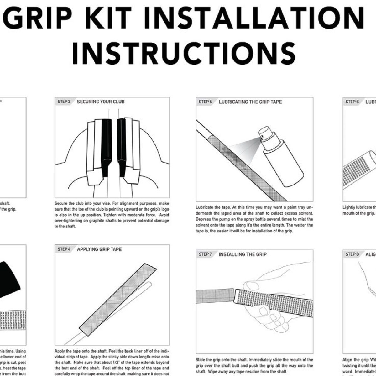 Karma Revolution - 13 piece Golf Grip Kit (with tape, solvent, vise clamp) - BLACK WHITE