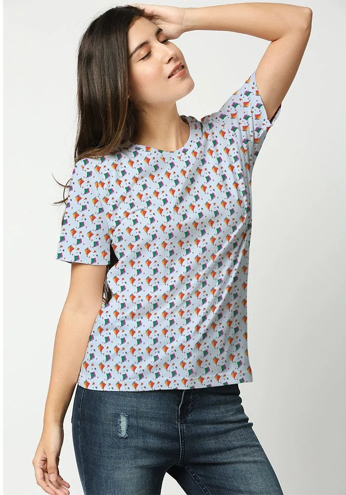 Kites All Over Printed Womens T-shirt