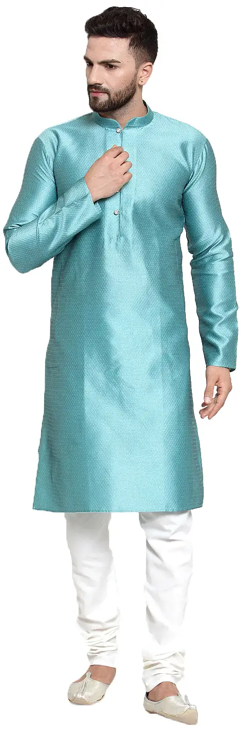 Kurta Pyjama Men Ethnic Wear Indian Clothes Party Wear (Sky Blue)