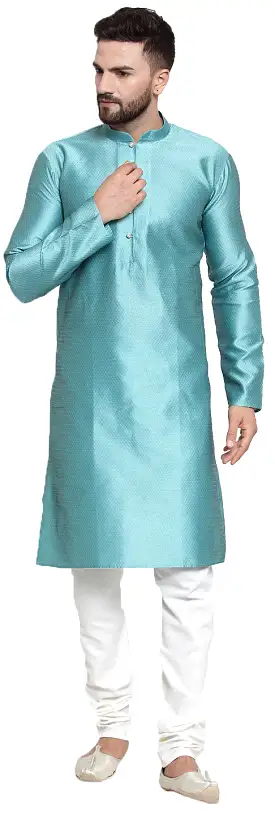 Kurta Pyjama Men Ethnic Wear Indian Clothes Party Wear (Sky Blue)