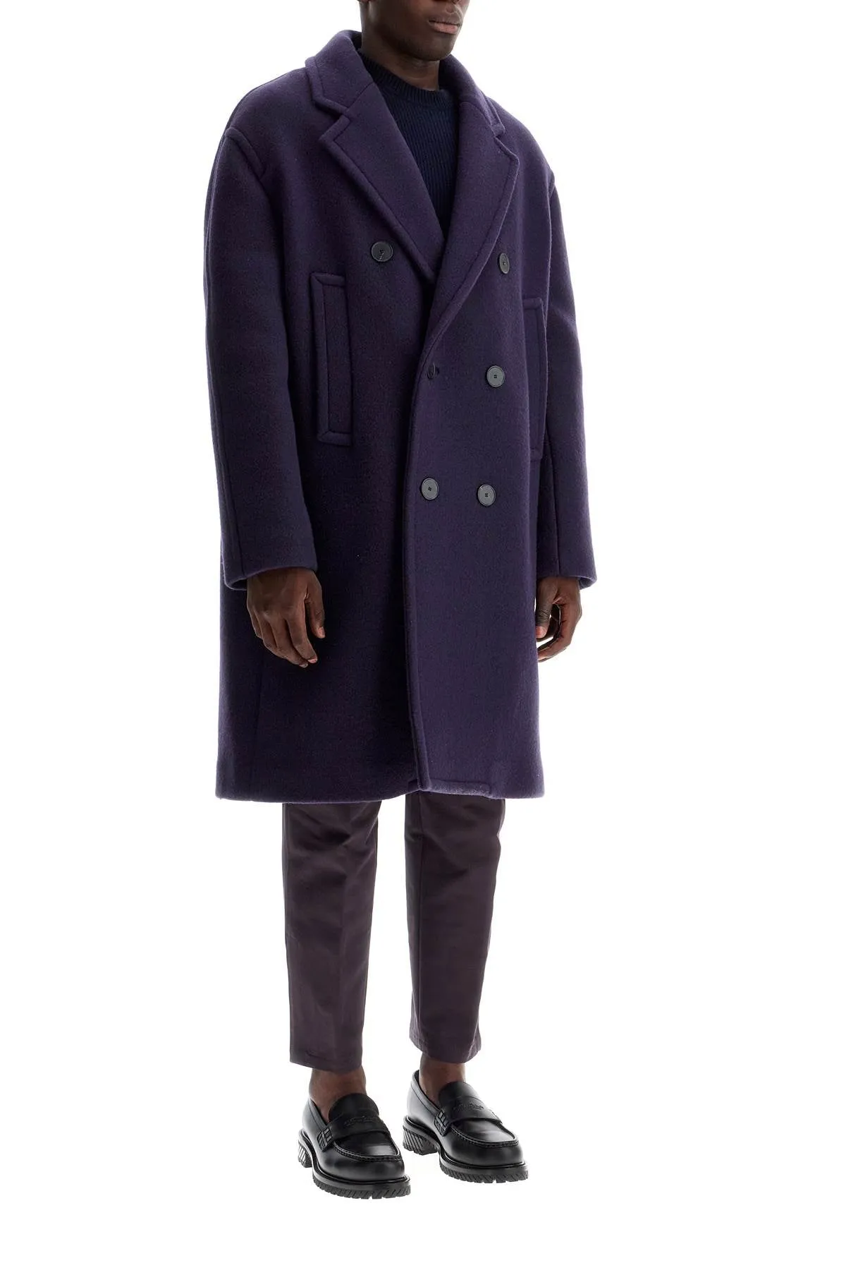 Lanvin Double Breasted Heavy Wool Coat   Blue