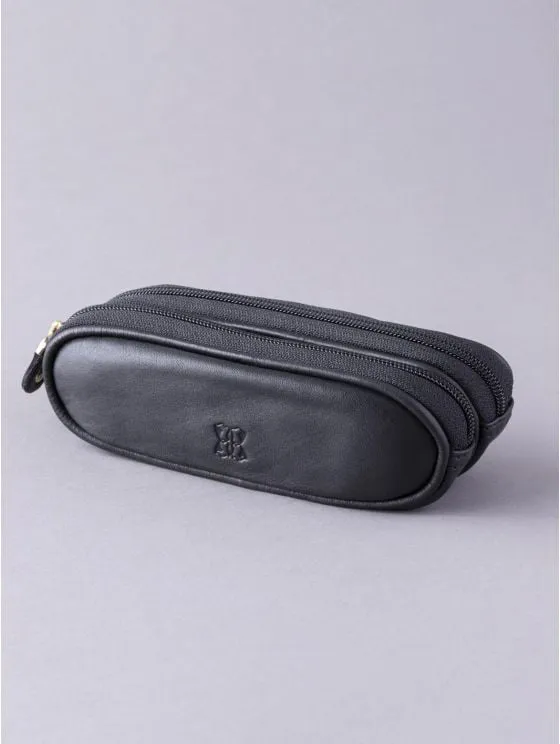 Leather Double Glasses Case in Black