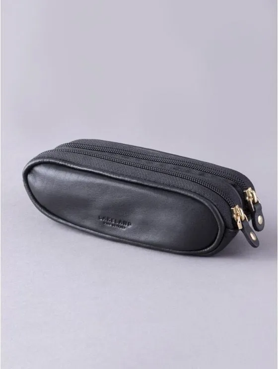 Leather Double Glasses Case in Black