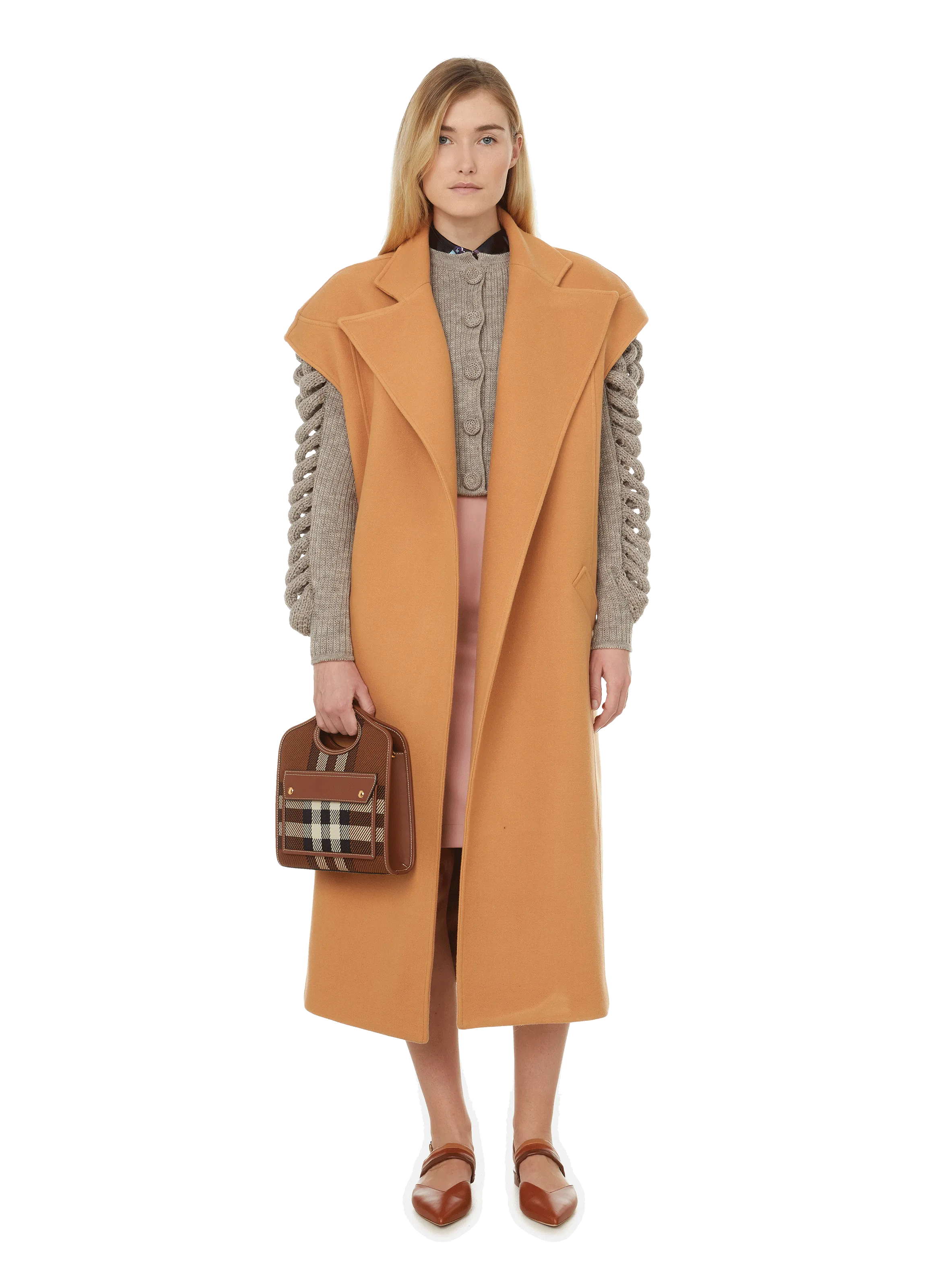 LIYA  Sleeveless wool-blend coat - Brown