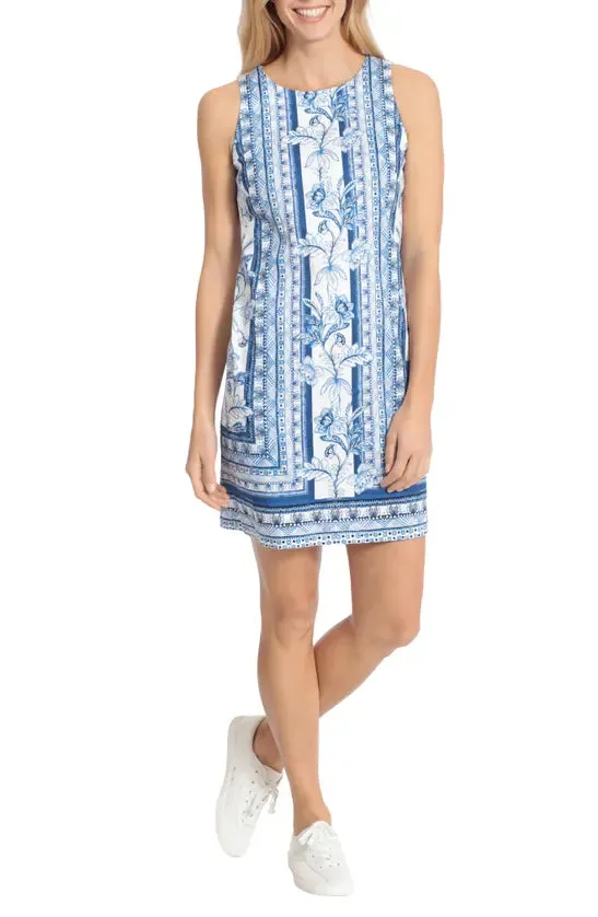 London Times Floral Stripe Sleeveless Shift Dress