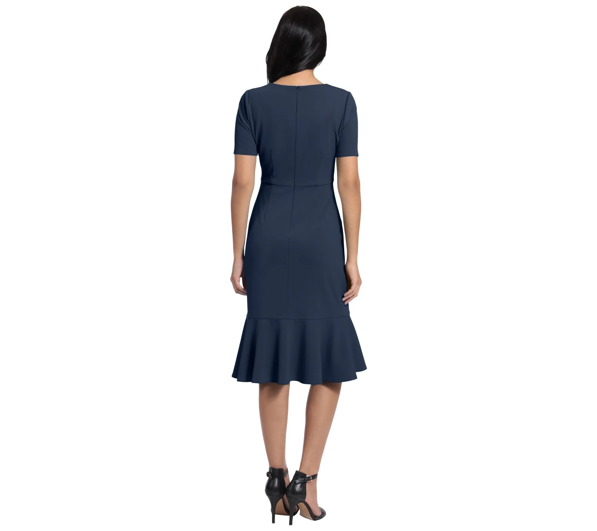 London Times Flounce Hem Dress with Twist Waist