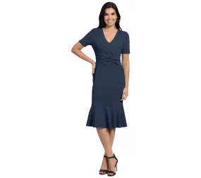 London Times Flounce Hem Dress with Twist Waist