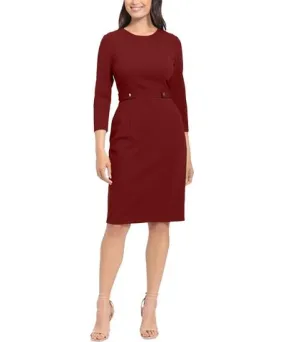 London Times Petites Womens Solid Polyester Wear To Work Dress