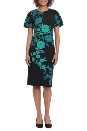 London Times T6384M - Floral Printed Knee-Length Dress