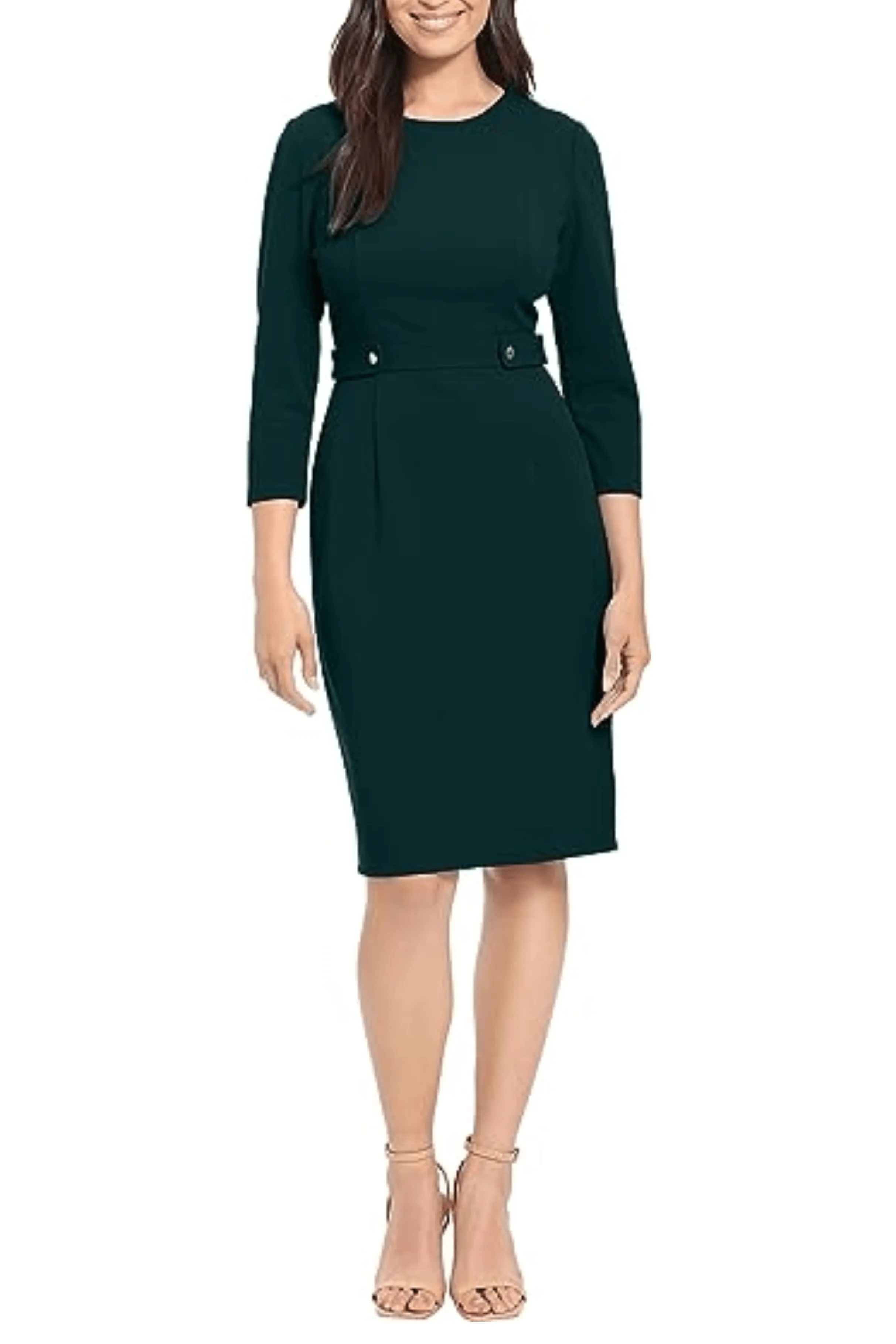 London Times T6566M - Button Waist Sheath Dress