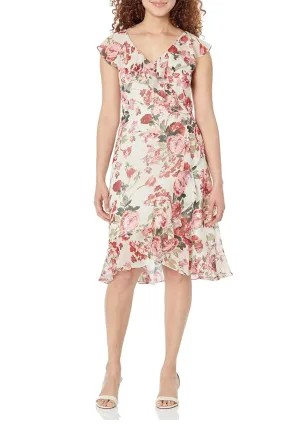 London Times T6739M - V-Neck Floral Dress