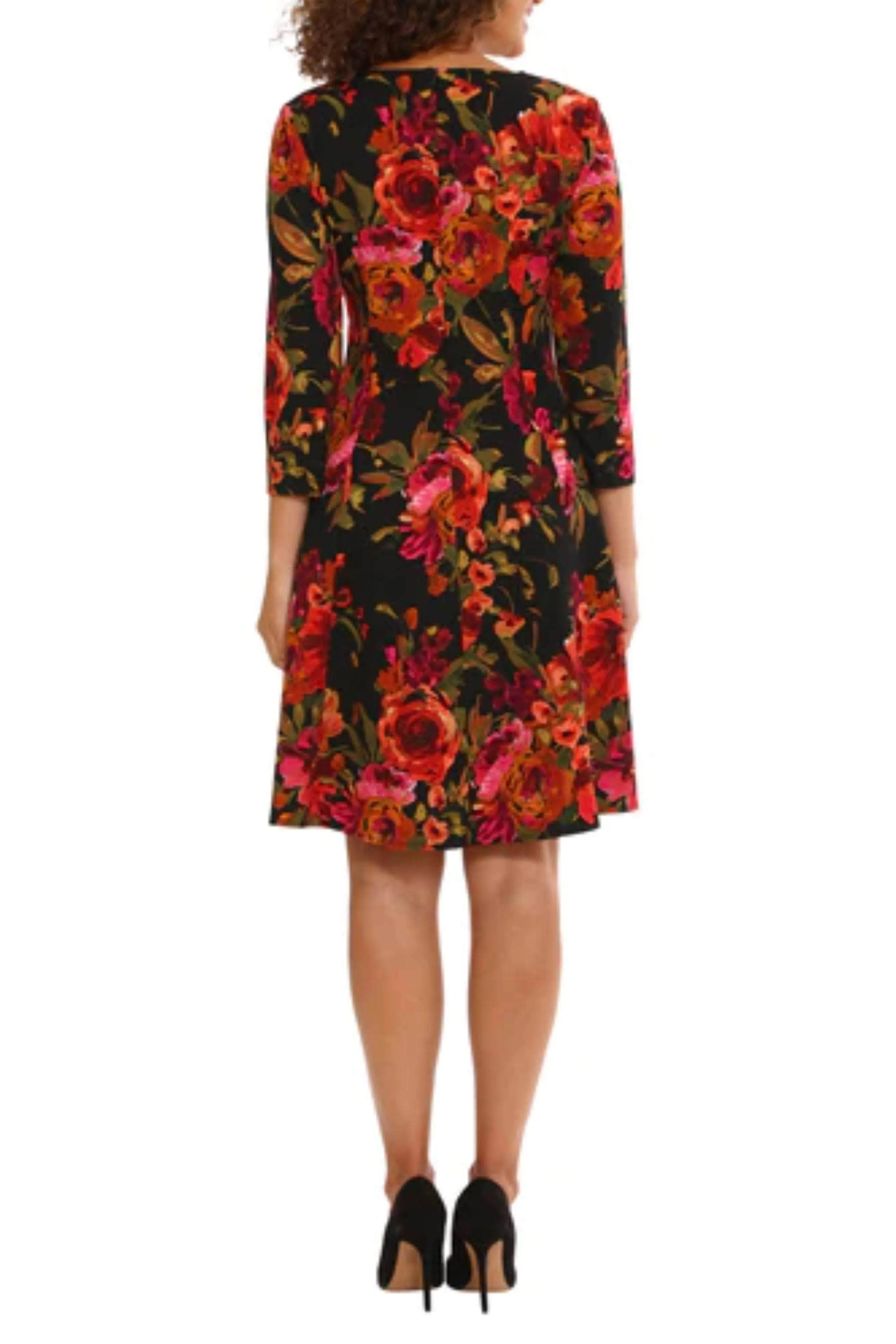 London Times T7018M - Quarter Sleeve Floral Printed Dress