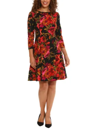 London Times T7018M - Quarter Sleeve Floral Printed Dress