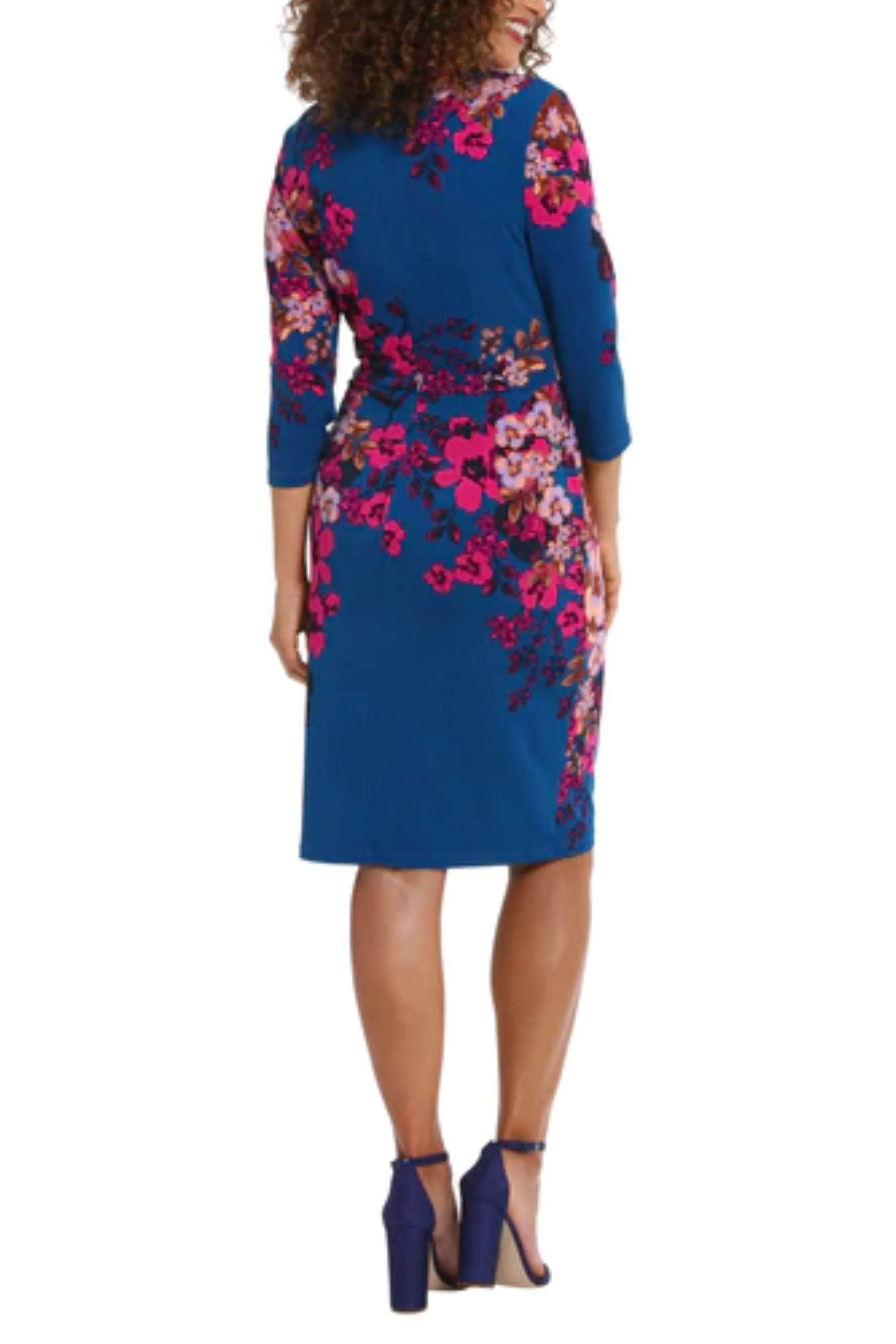 London Times T7062M - Quarter Sleeve Floral Dress